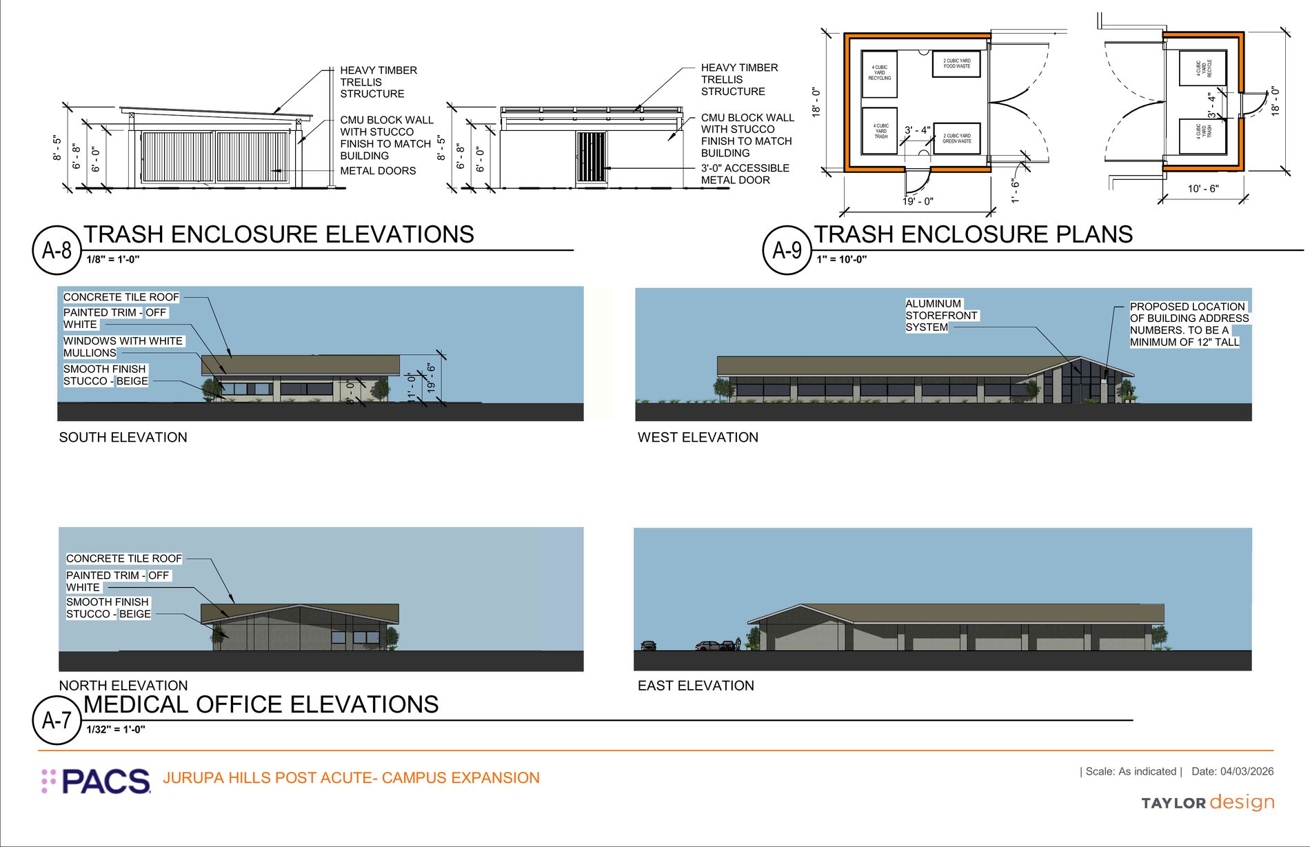 Medical office building elevations for the Jurupa Hills Post Acute Care Project
