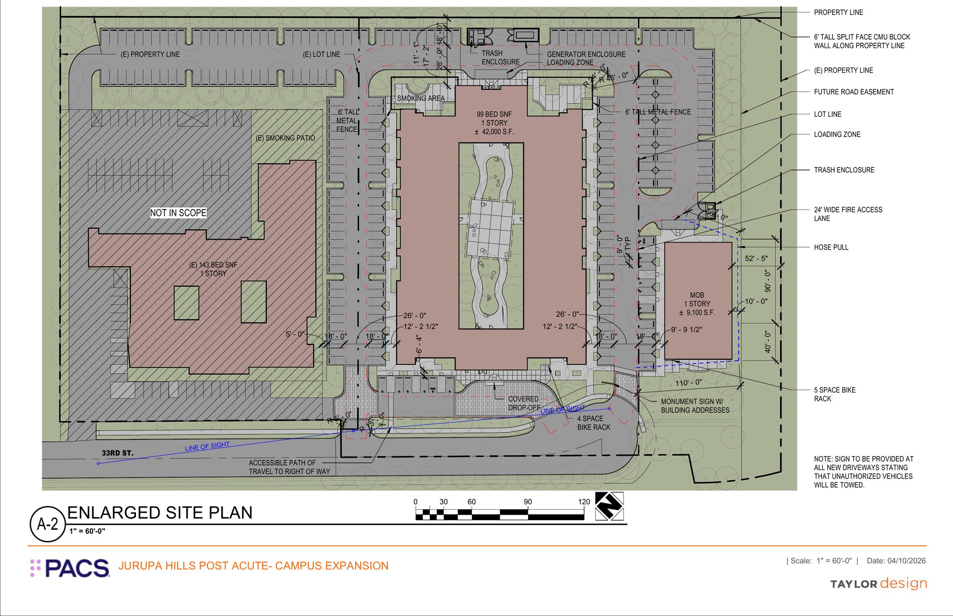 Site plan for the Jurupa Hills Post Acute Care Project